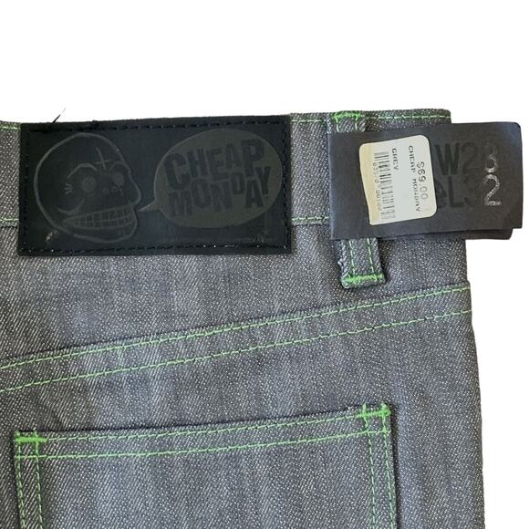 Cheap Monday Zip Low Dry Grey Skinny Stretch Jeans Size 28 x 32 NWT $69 - Picture 7 of 8